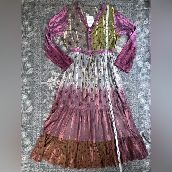 Sacred Threads Bohemian Floral Long Sleeve midi Dress - Picture 6 of 6